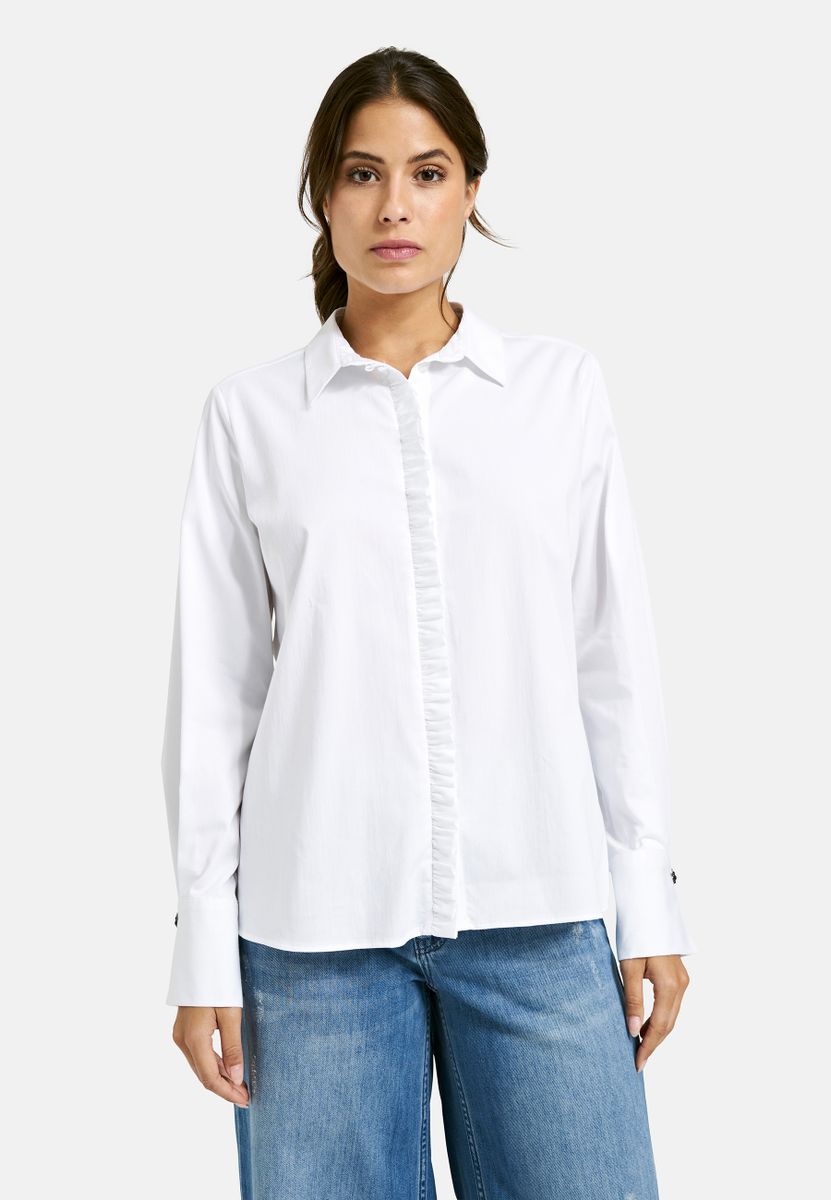 shirt blouse w/ small ruffle placket 1/1 sleeve
