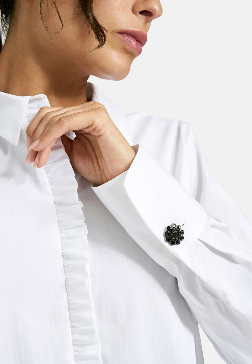 shirt blouse w/ small ruffle placket 1/1 sleeve