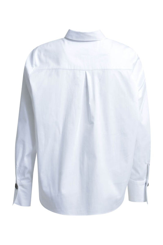 shirt blouse w/ small ruffle placket 1/1 sleeve