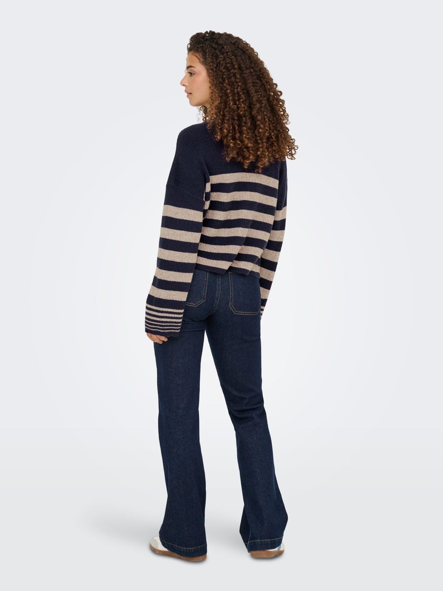 ONLKATIA LS RIB STRIPE O-NECK CC KNT