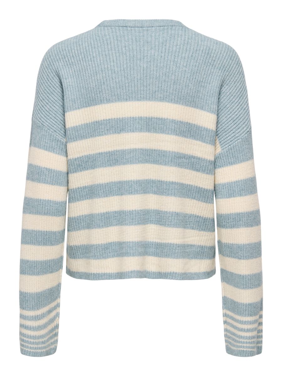 ONLKATIA LS RIB STRIPE O-NECK CC KNT