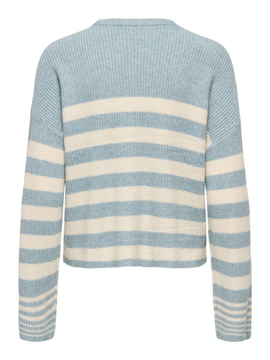 ONLKATIA LS RIB STRIPE O-NECK CC KNT