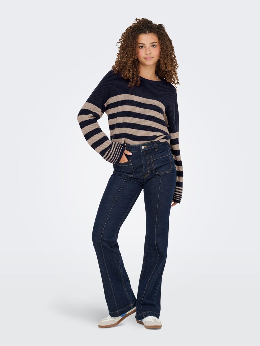 ONLKATIA LS RIB STRIPE O-NECK CC KNT