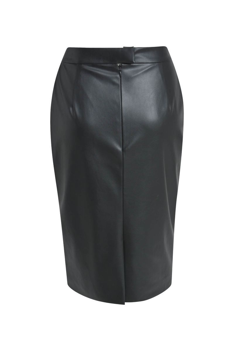 fake leather fake wrap skirt