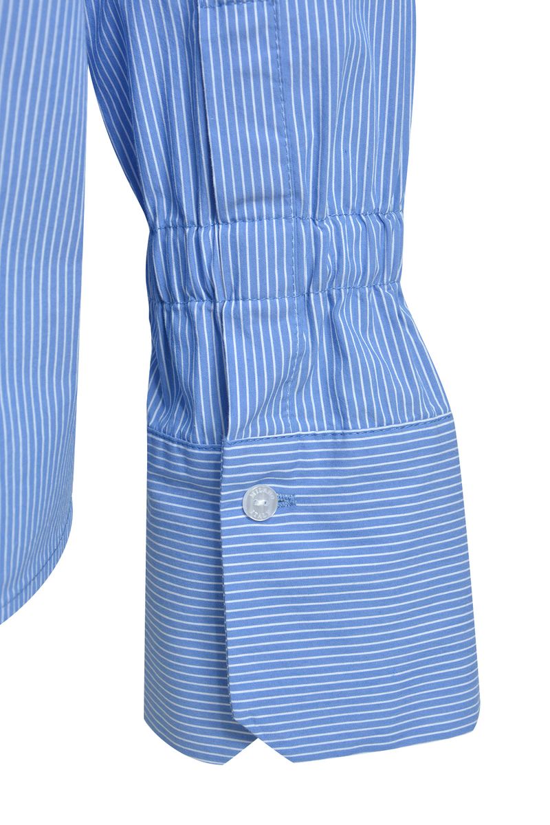 shirt blouse w/ elastic gathering above cuffs 1/1 sleeve