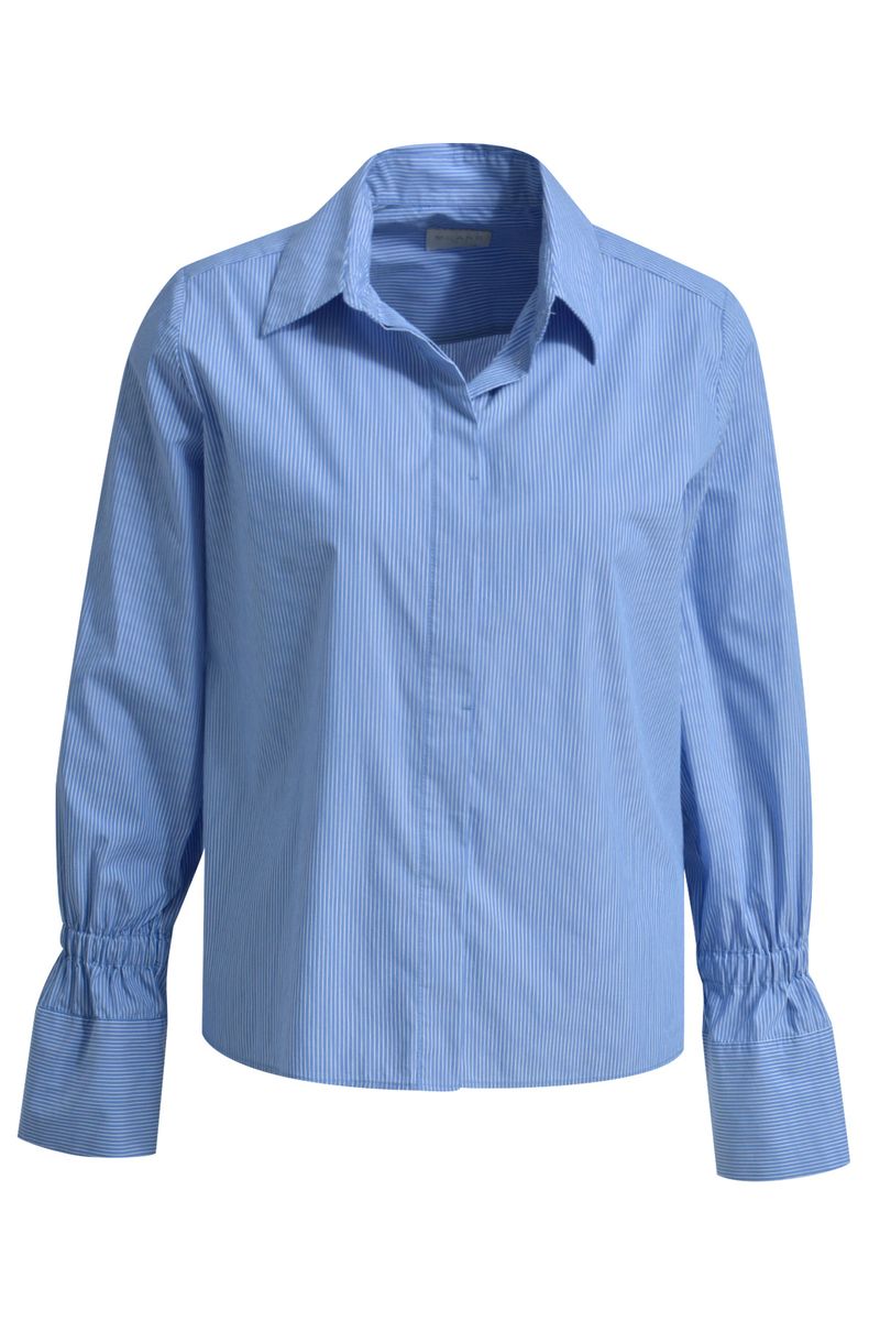 shirt blouse w/ elastic gathering above cuffs 1/1 sleeve