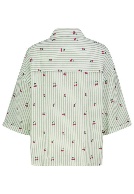 DOB Bluse, Oversize, Kurzarm, Aufsc