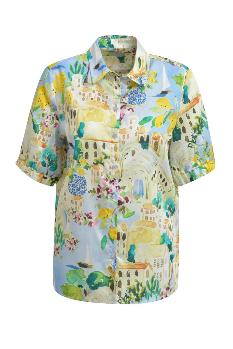 shirt blouse 1/2 sleeve w elastic cuff