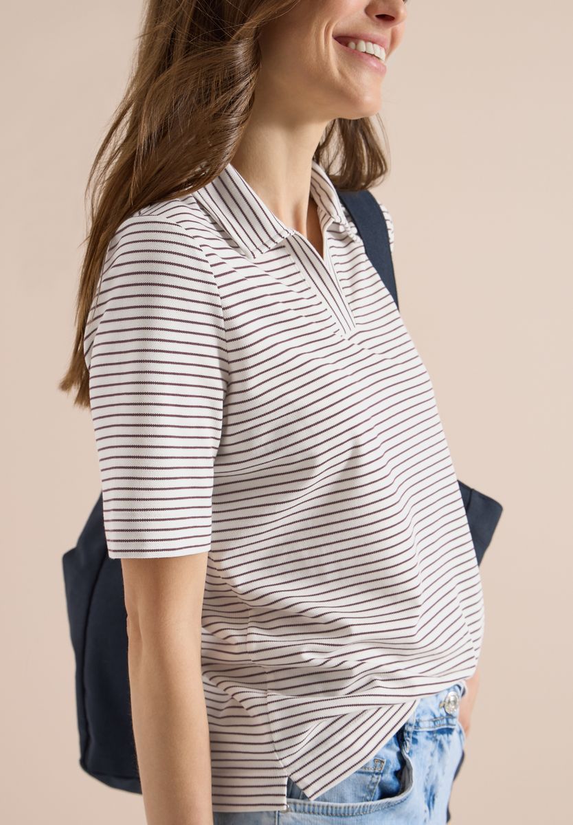 Kurzarm Poloshirt mit Streifen