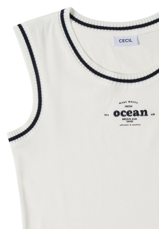 Top mit Rundhals und Kontrastdetails