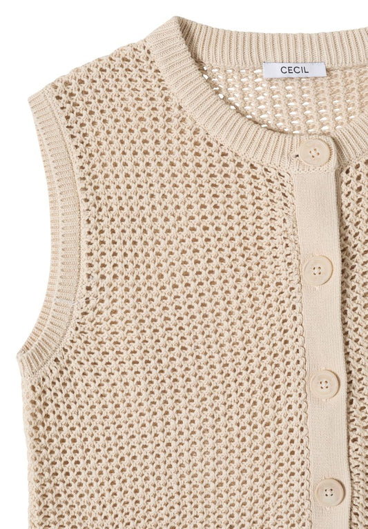 Weste mit Rundhals im Crochet-Look