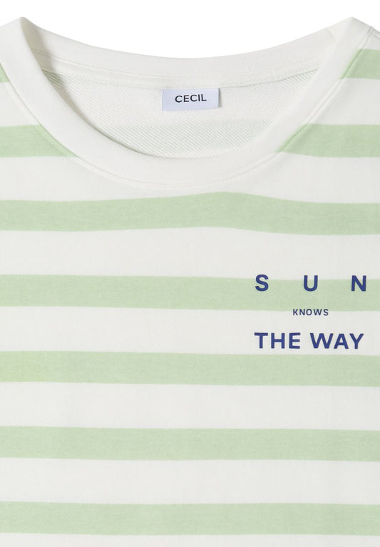 Halbarm Shirt mit Streifen und Wording-Detail