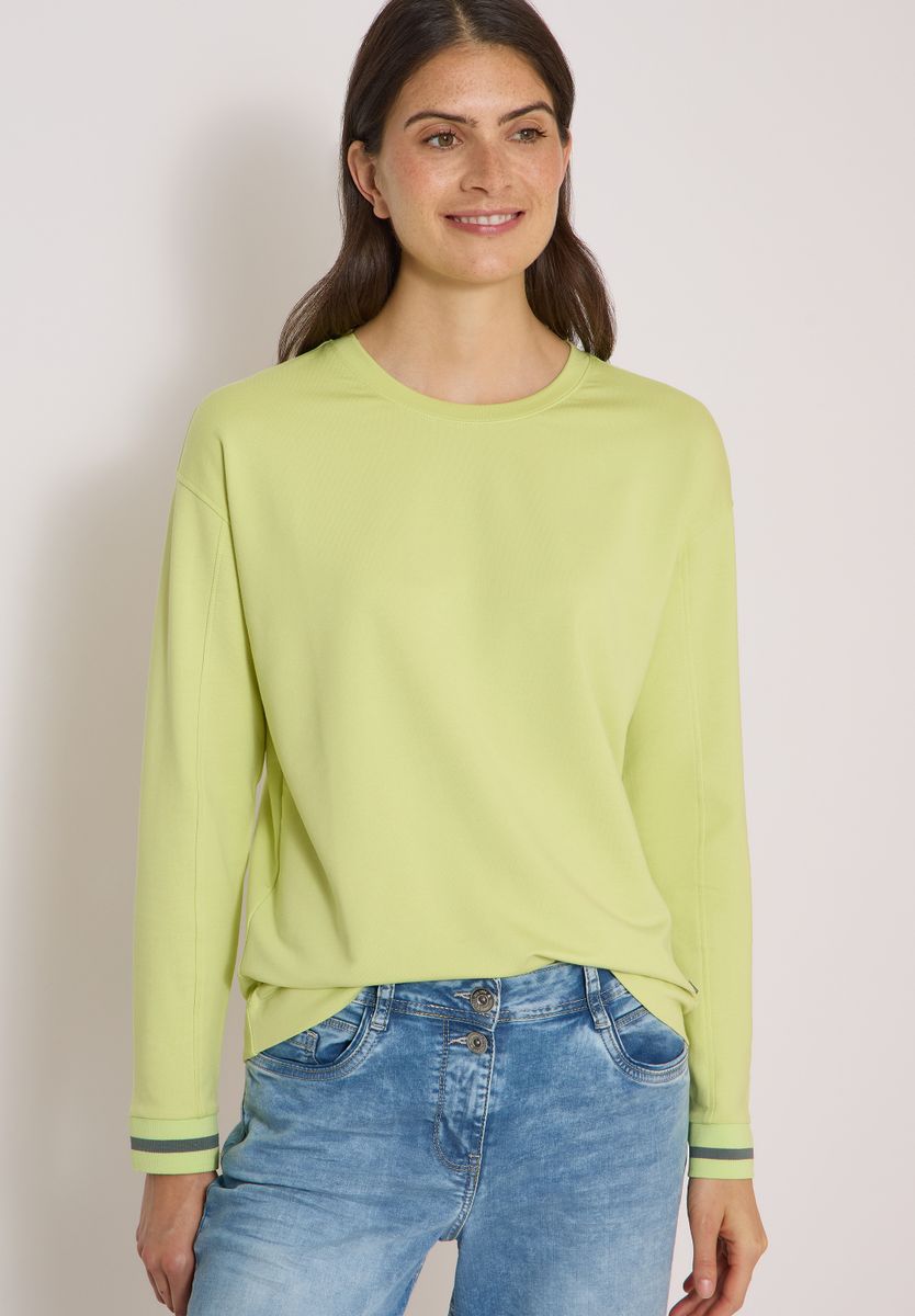 Langarm Shirt mit Rundhals und Streifendetail