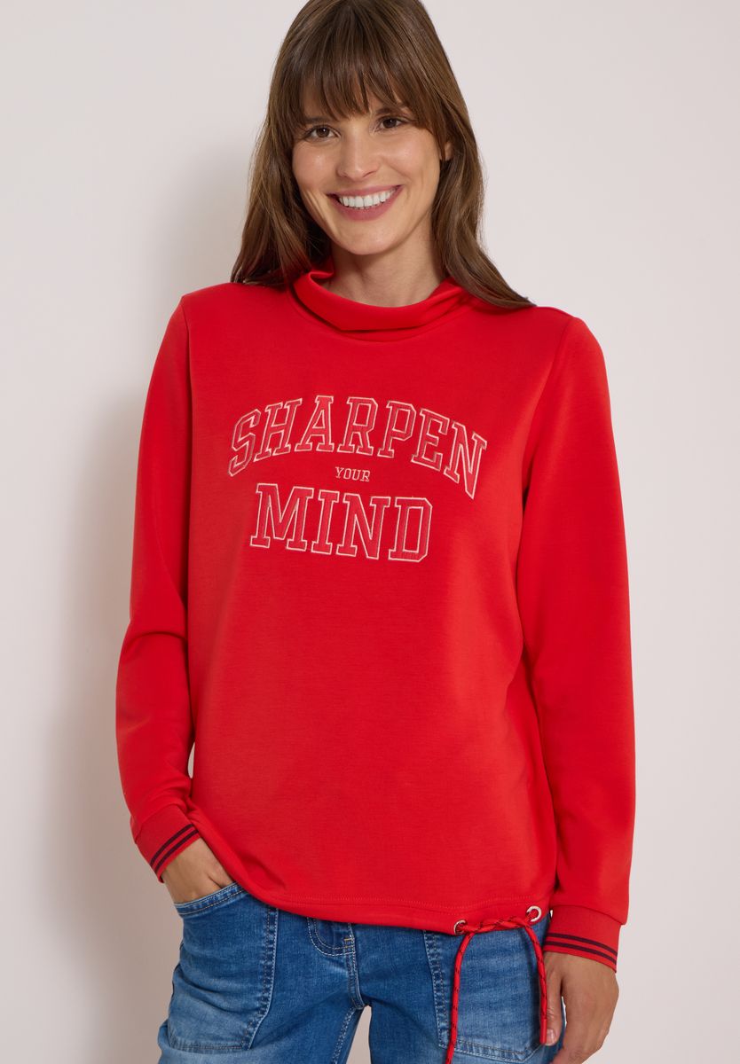 Langarm Shirt mit Stehkragen und Wording