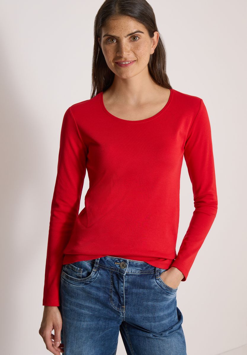 Basic Langarm Shirt mit Rundhals