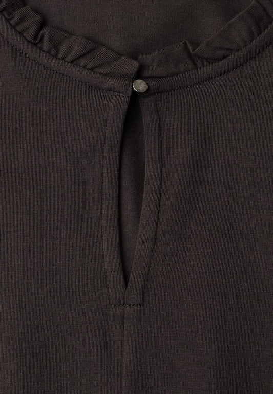 Basic Shirt mit Rüschen und Cut-Out-Detail