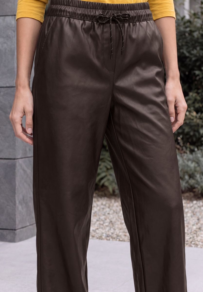 High Waist Wide Leg Hose in Lederoptik