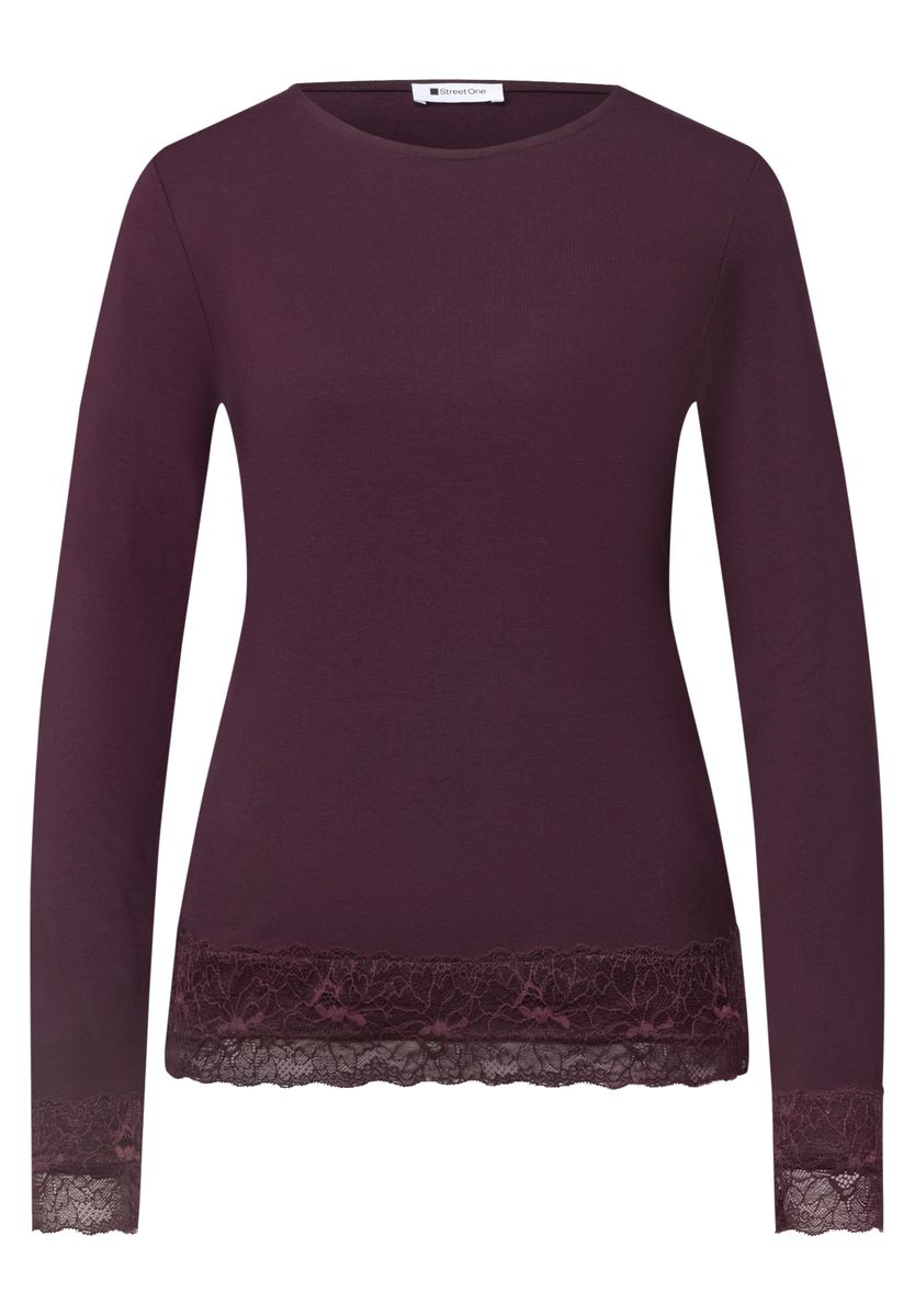 Langarm Shirt mit Boat Neck und Spitze