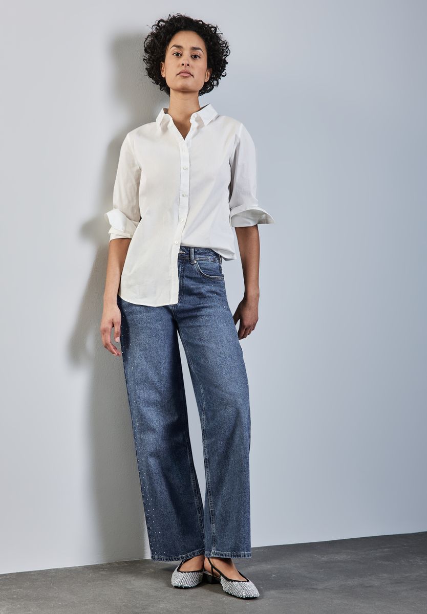 Glitzernde Wide Leg Jeans