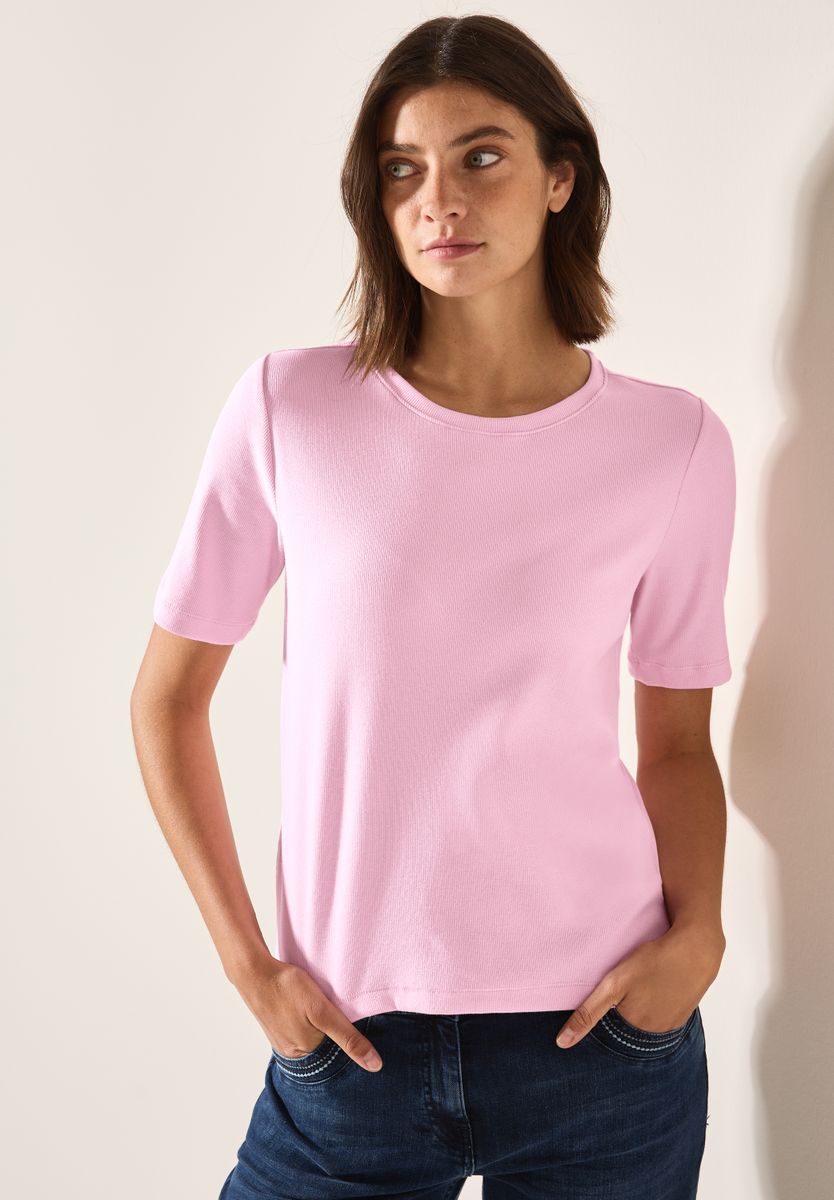 Basic Rippstruktur T-Shirt