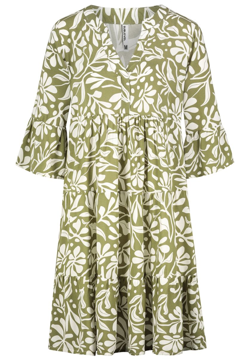 Kleid mit Volants,midi,3/4 Ärmel mi