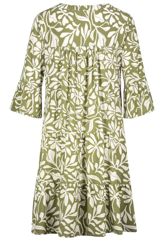 Kleid mit Volants,midi,3/4 Ärmel mi