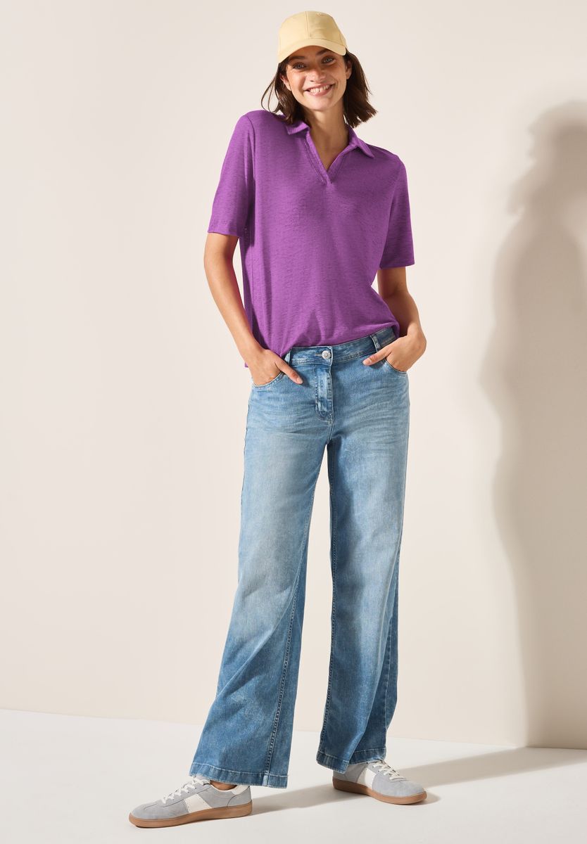 Poloshirt in Leinen-Optik