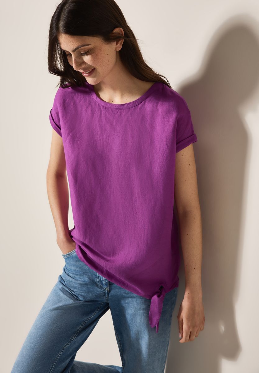 Leinenmix Bluse mit Knoten