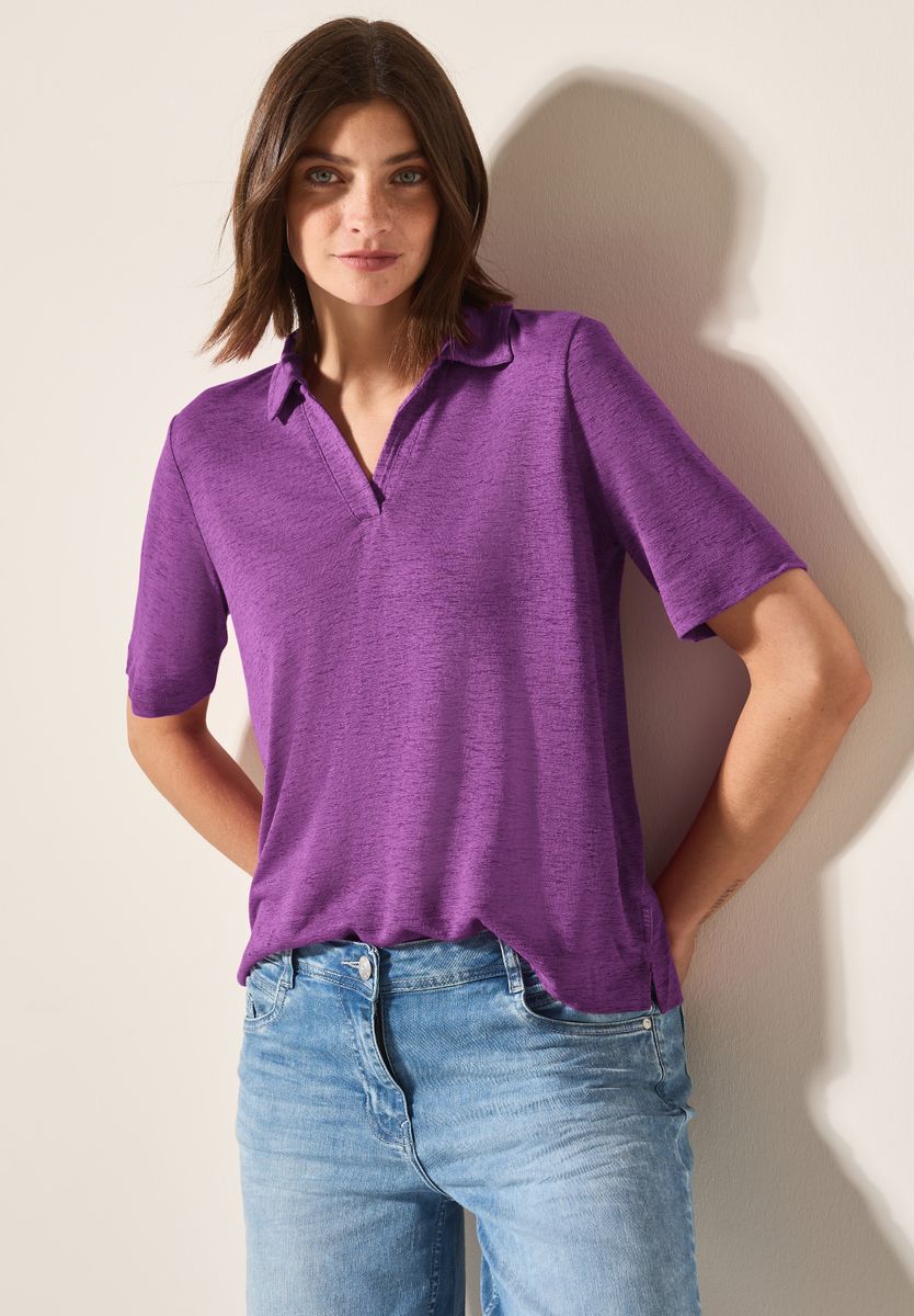 Poloshirt in Leinen-Optik