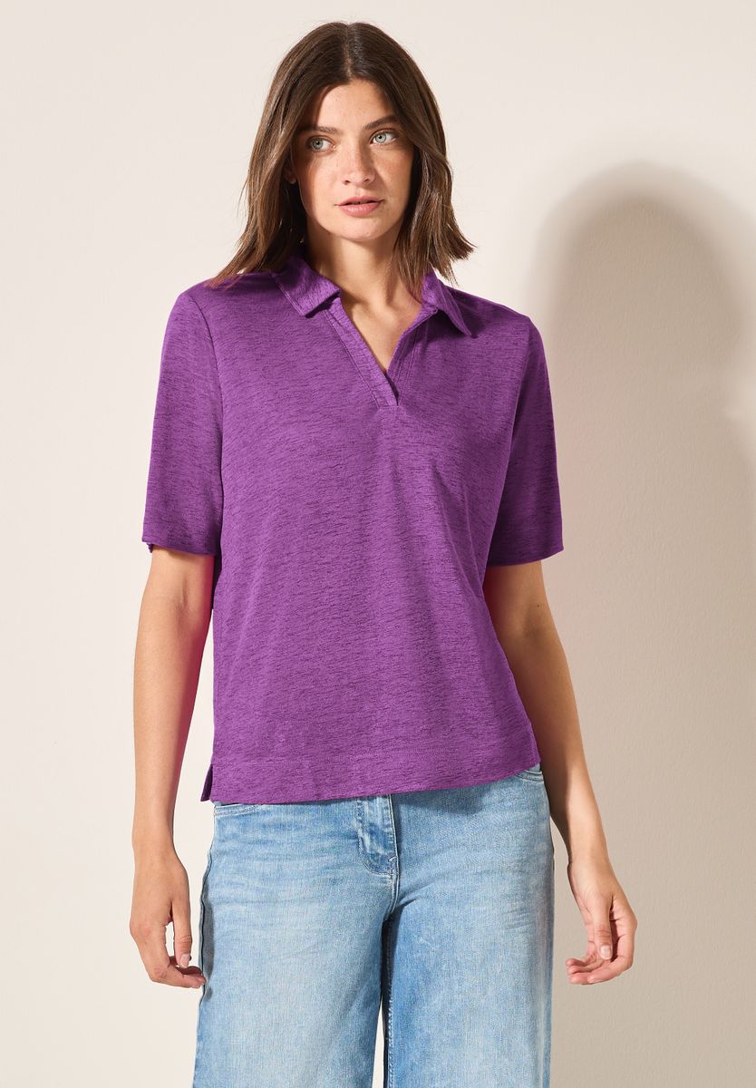 Poloshirt in Leinen-Optik