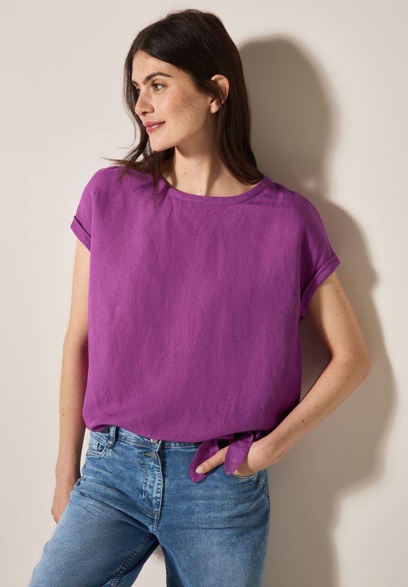 Leinenmix Bluse mit Knoten