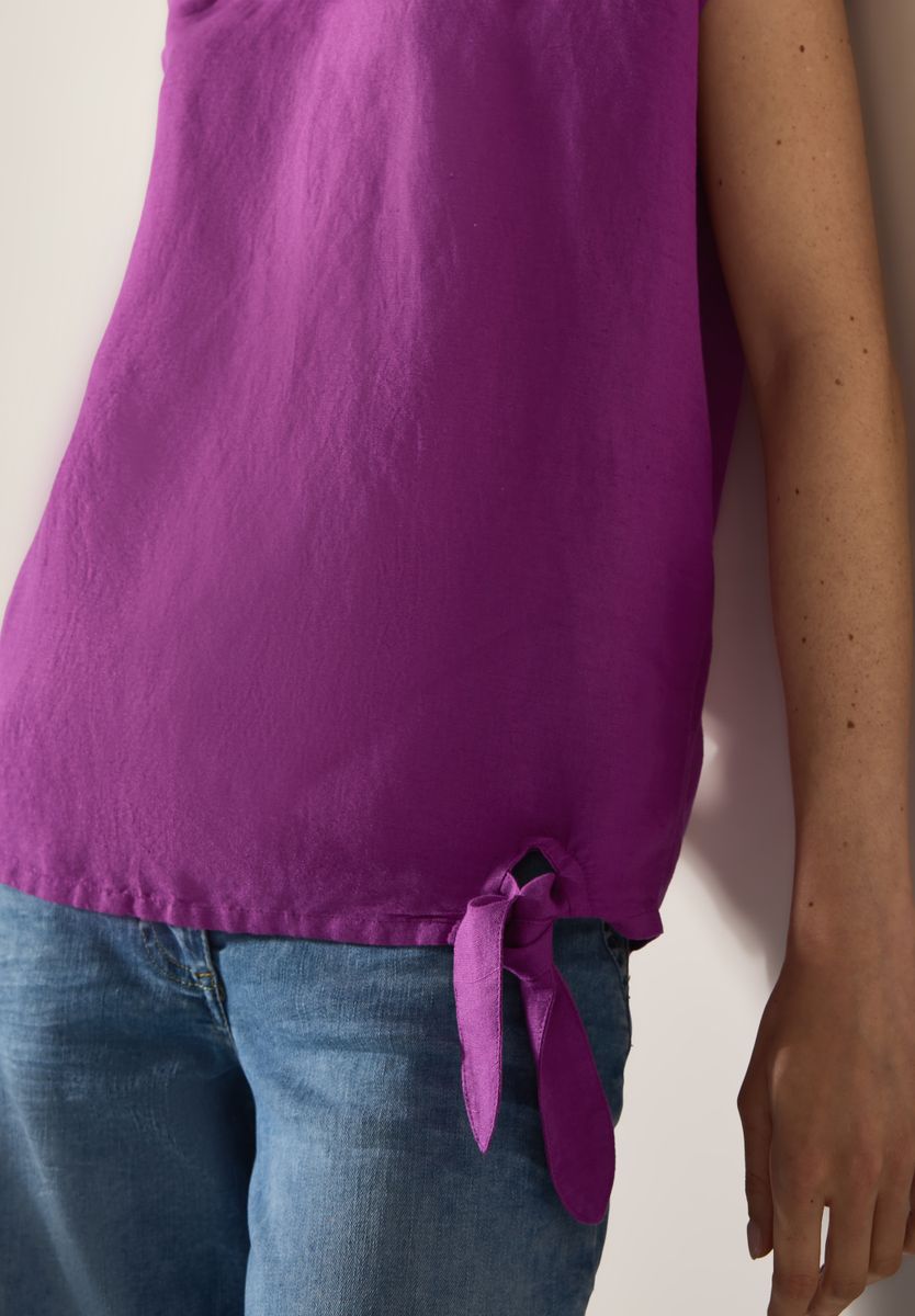 Leinenmix Bluse mit Knoten