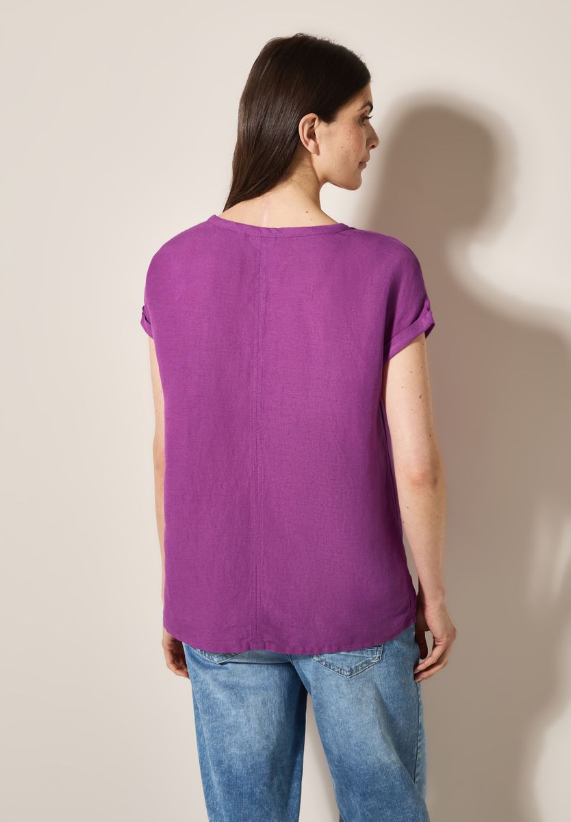 Leinenmix Bluse mit Knoten