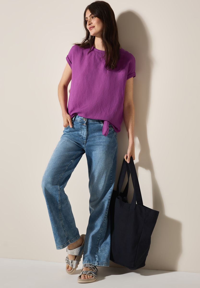 Leinenmix Bluse mit Knoten