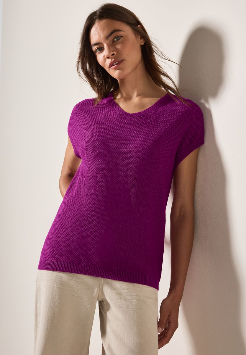 Ärmelloser Strukturpullover