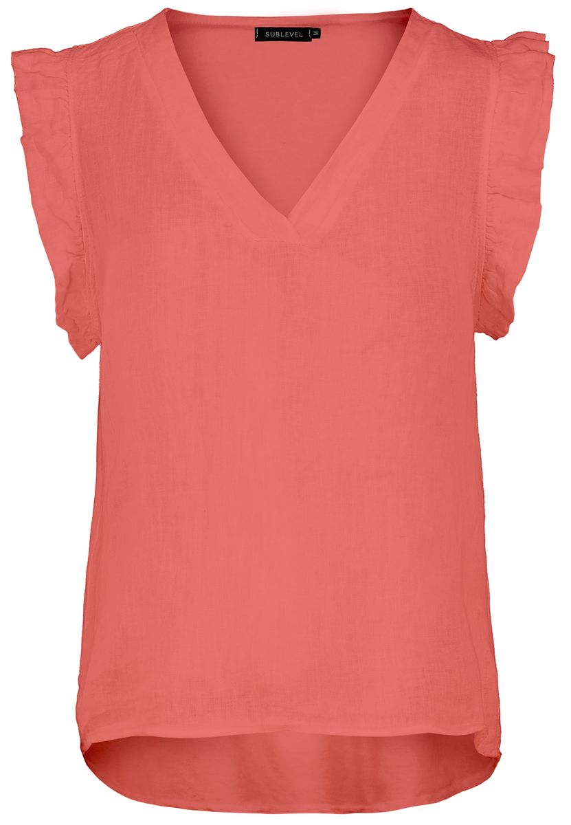 DOB BLUSE Volants am Armloch, V-Aus