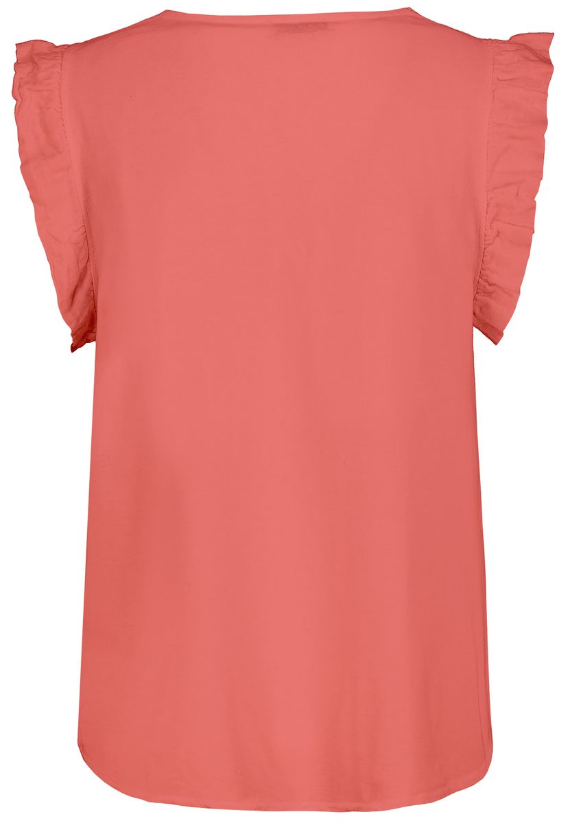 DOB BLUSE Volants am Armloch, V-Aus