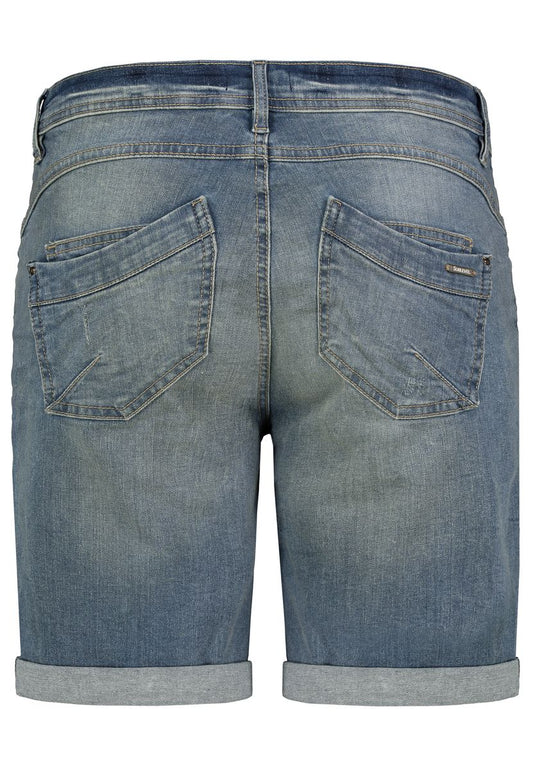 DOB Jeans, Bermuda, Aufschlag,Knopf fly, spezielleTaschen vorn mit Abnäher + 3x ball studsdoppelte Gesäßtaschen, runde Passe