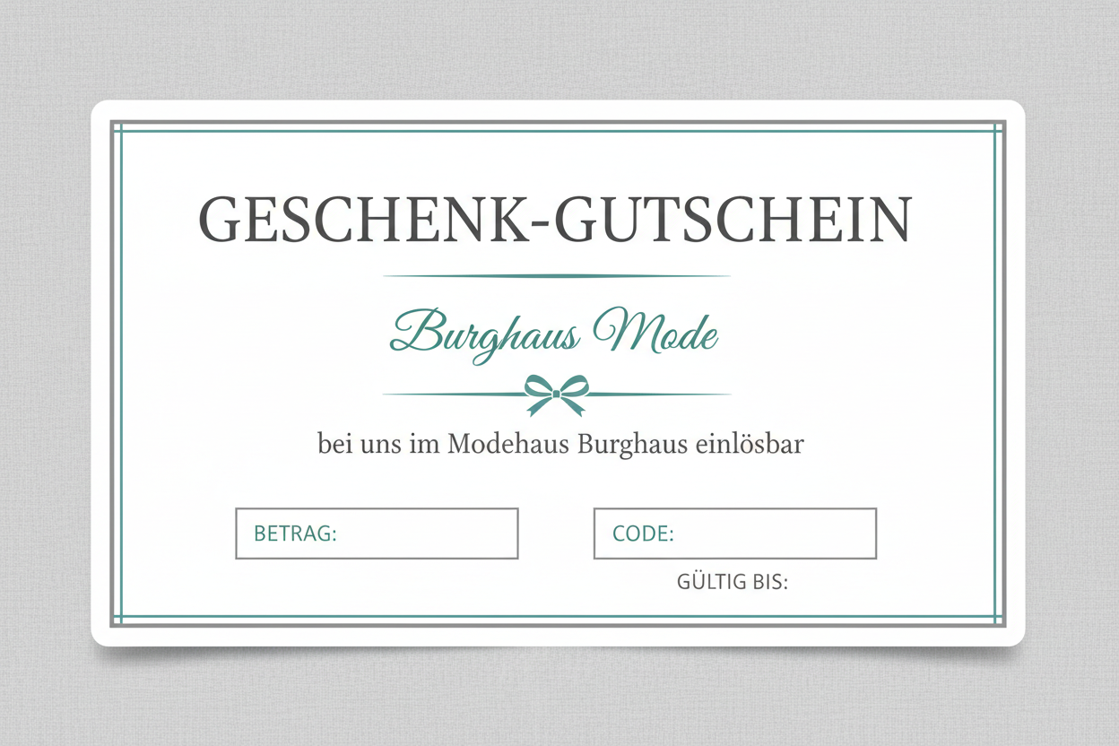 Wir haben nur eine Filiale, bitte einfach: bei uns im Modehaus Burghaus einlösbar