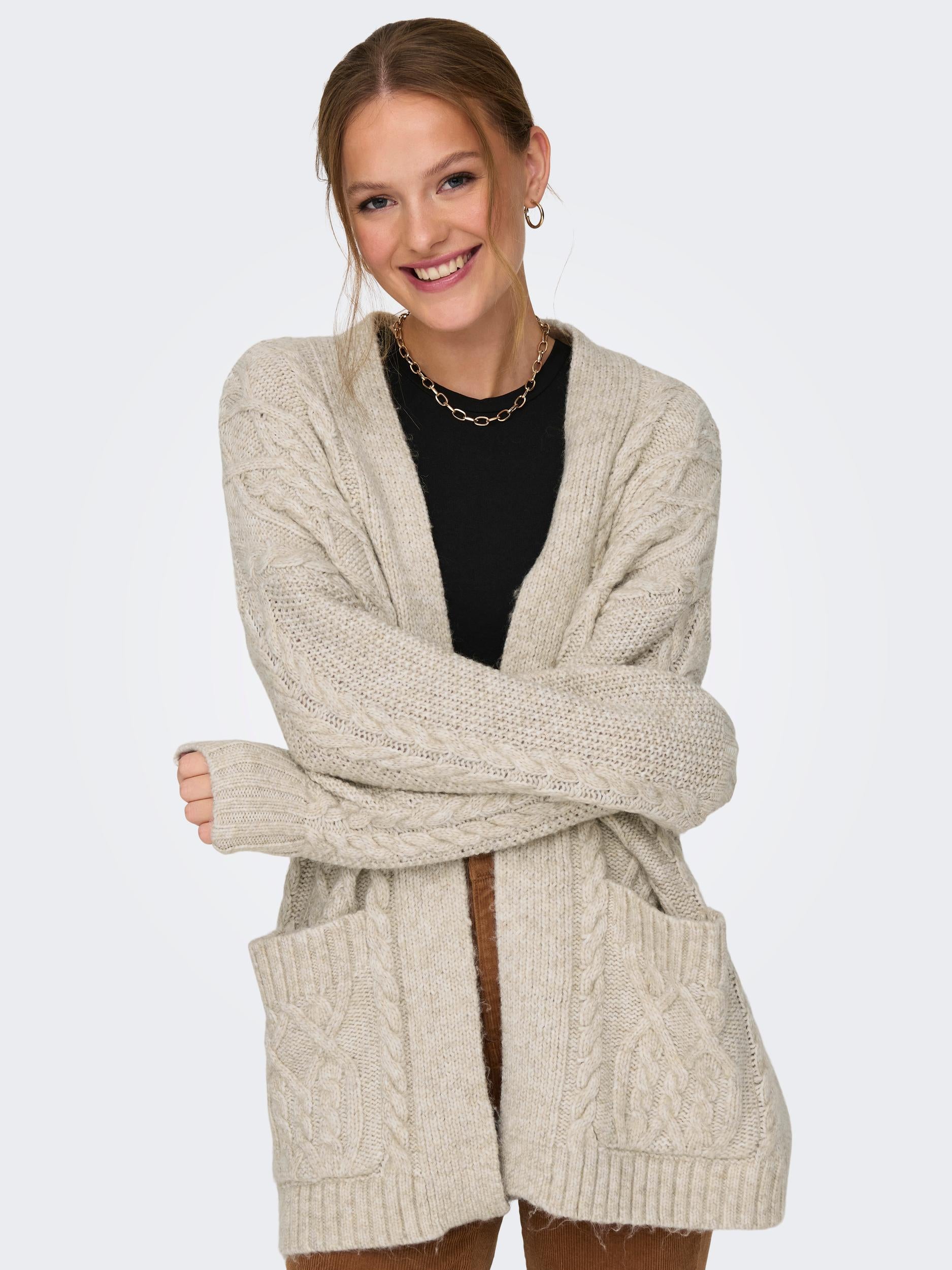 ONLCOZY LIFE LS OPEN CABLE CARDIGAN KNT