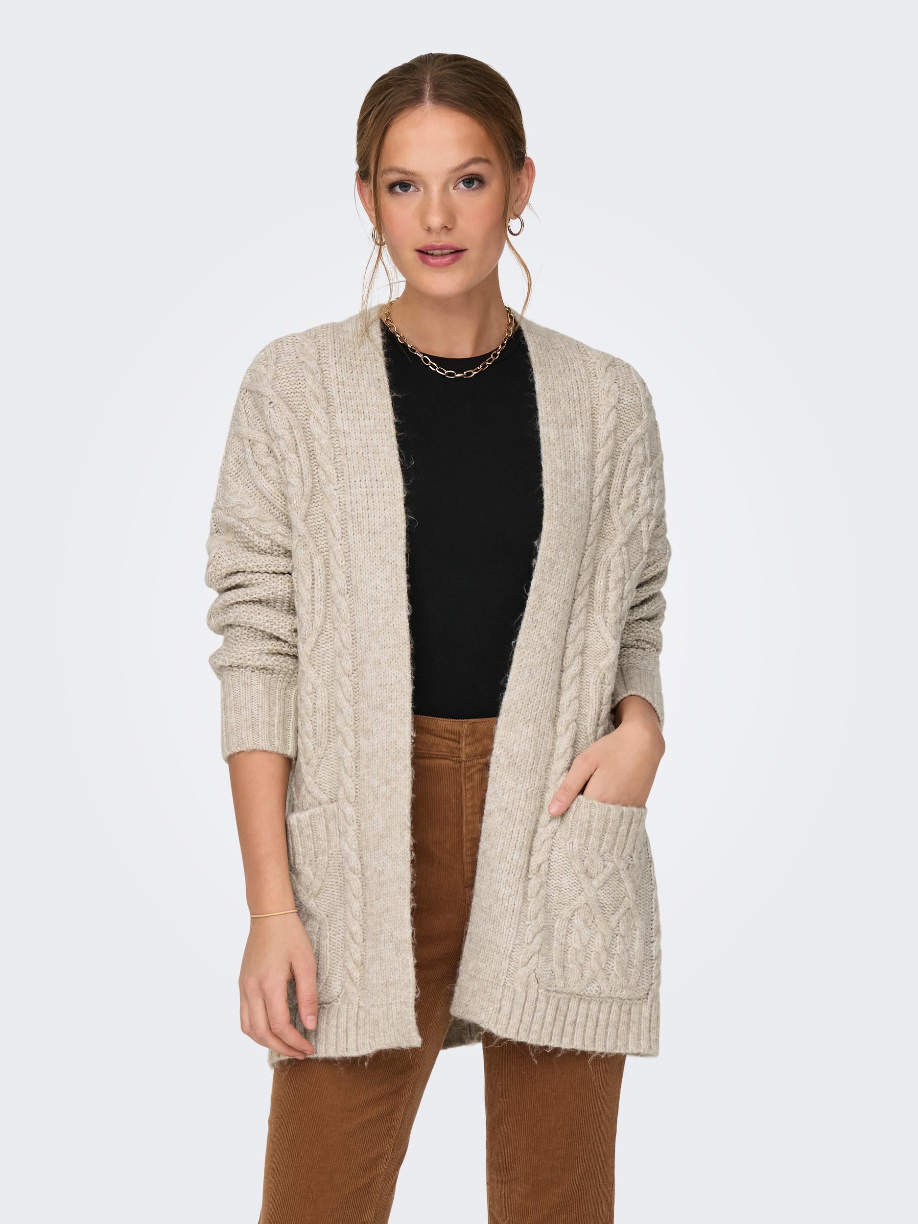 ONLCOZY LIFE LS OPEN CABLE CARDIGAN KNT