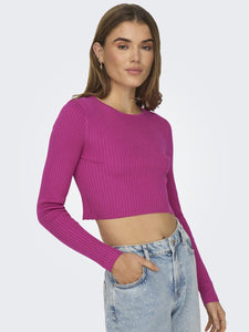 ONLMEDDI LS CROP BACKDETAIL ONECK CC KNT