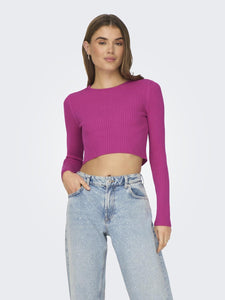 ONLMEDDI LS CROP BACKDETAIL ONECK CC KNT