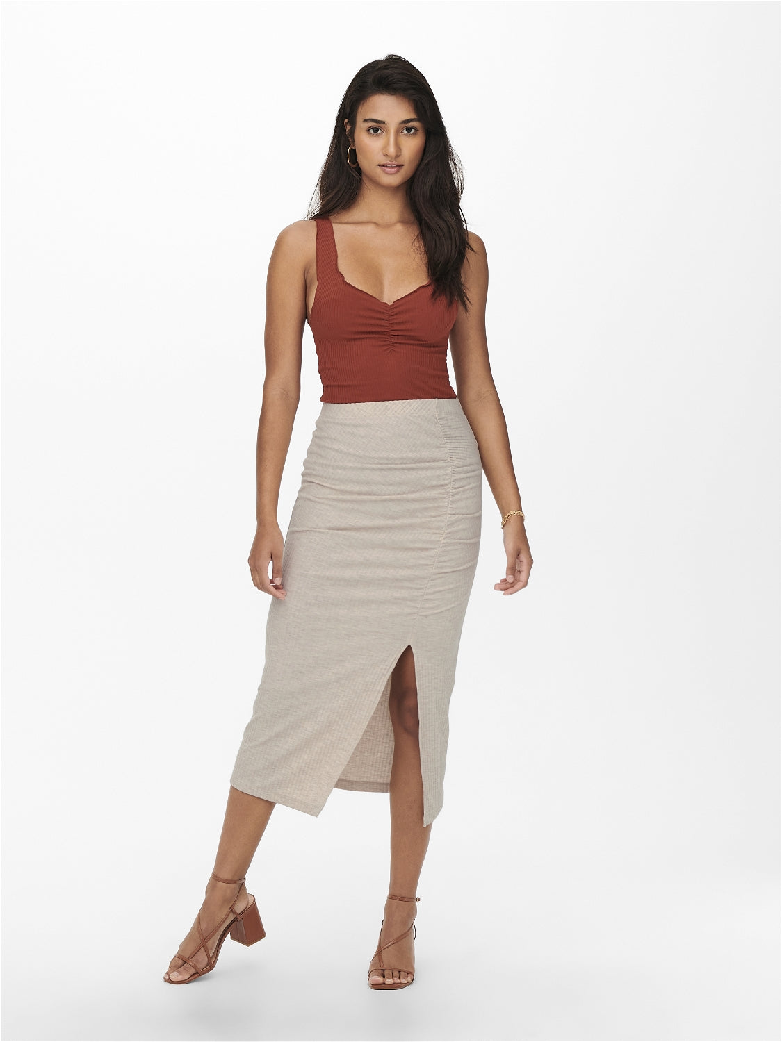 ONLEMMA RUCHING SLIT SKIRT CS JRS