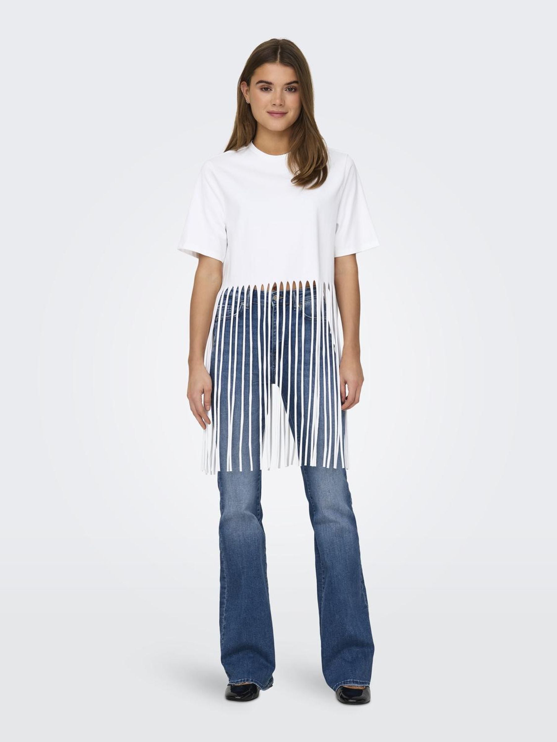 ONLZINNA S/S FRINGE TOP BOX JRS