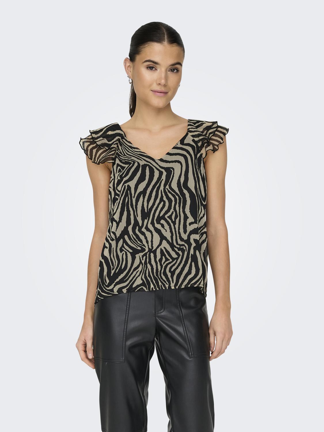 ONLASTA LIFE CAPSLEEVE V-NECK TOP PTM