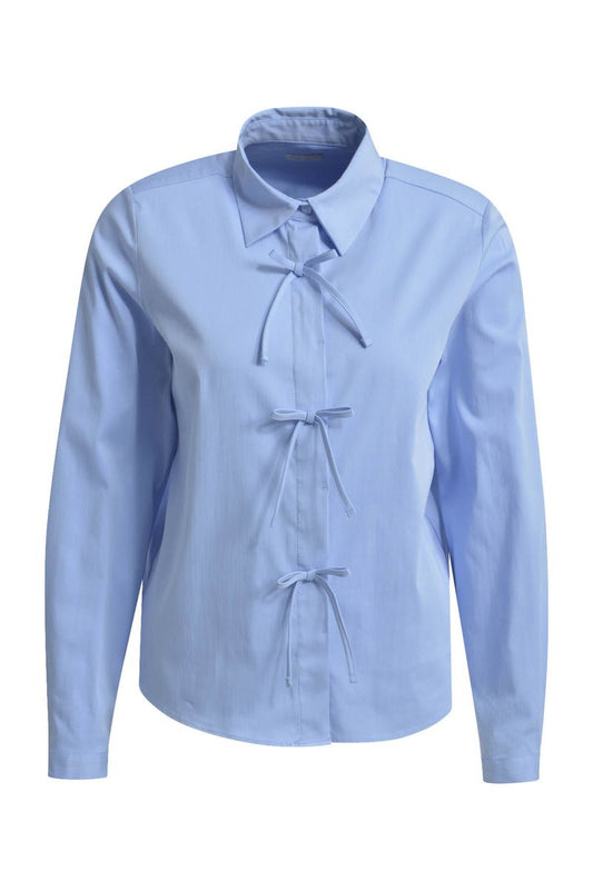 shirt blouse with deco bow tie placket 1/1 sleeve