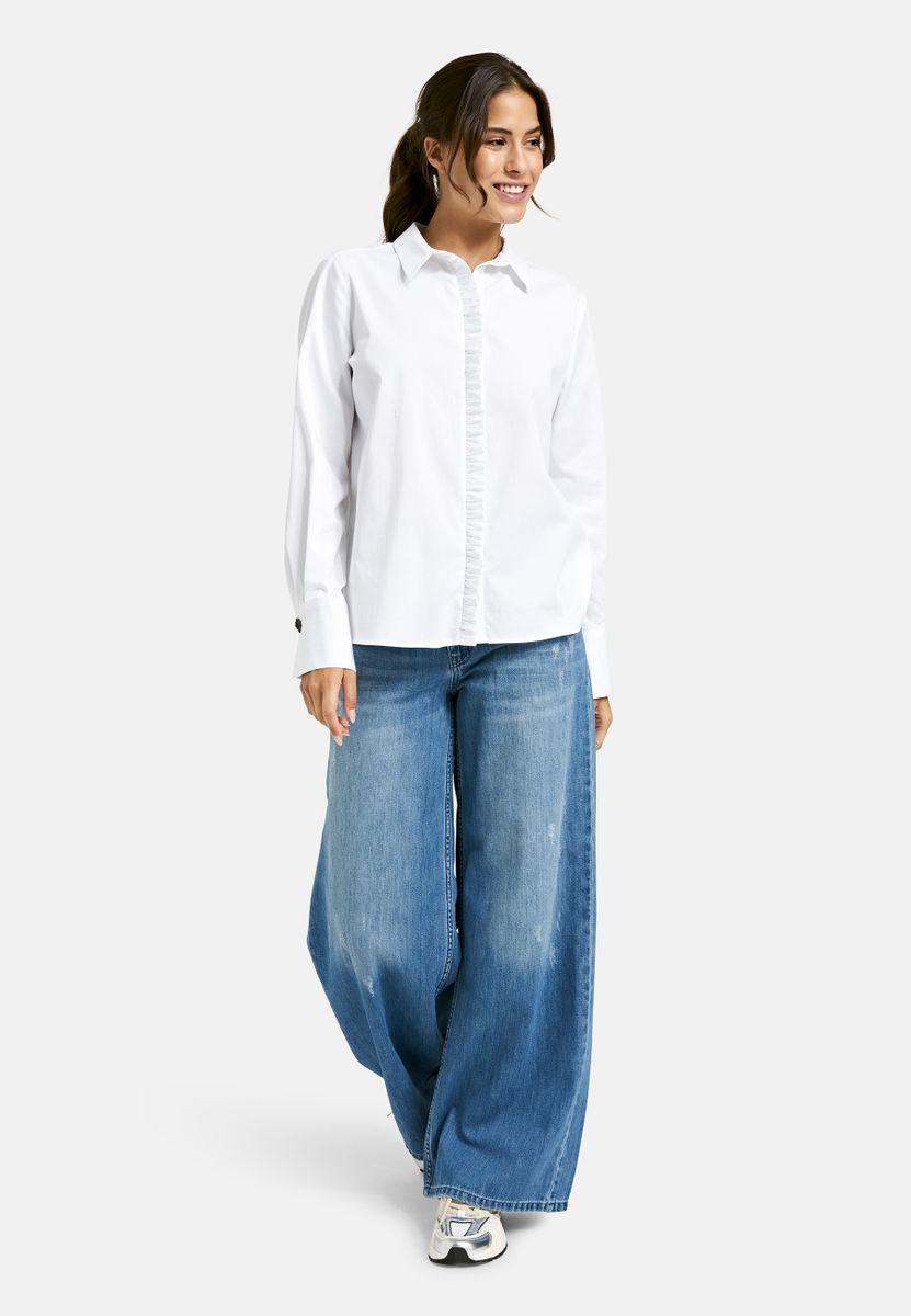 shirt blouse w/ small ruffle placket 1/1 sleeve