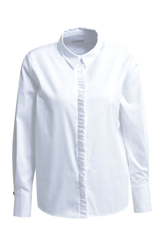 shirt blouse w/ small ruffle placket 1/1 sleeve