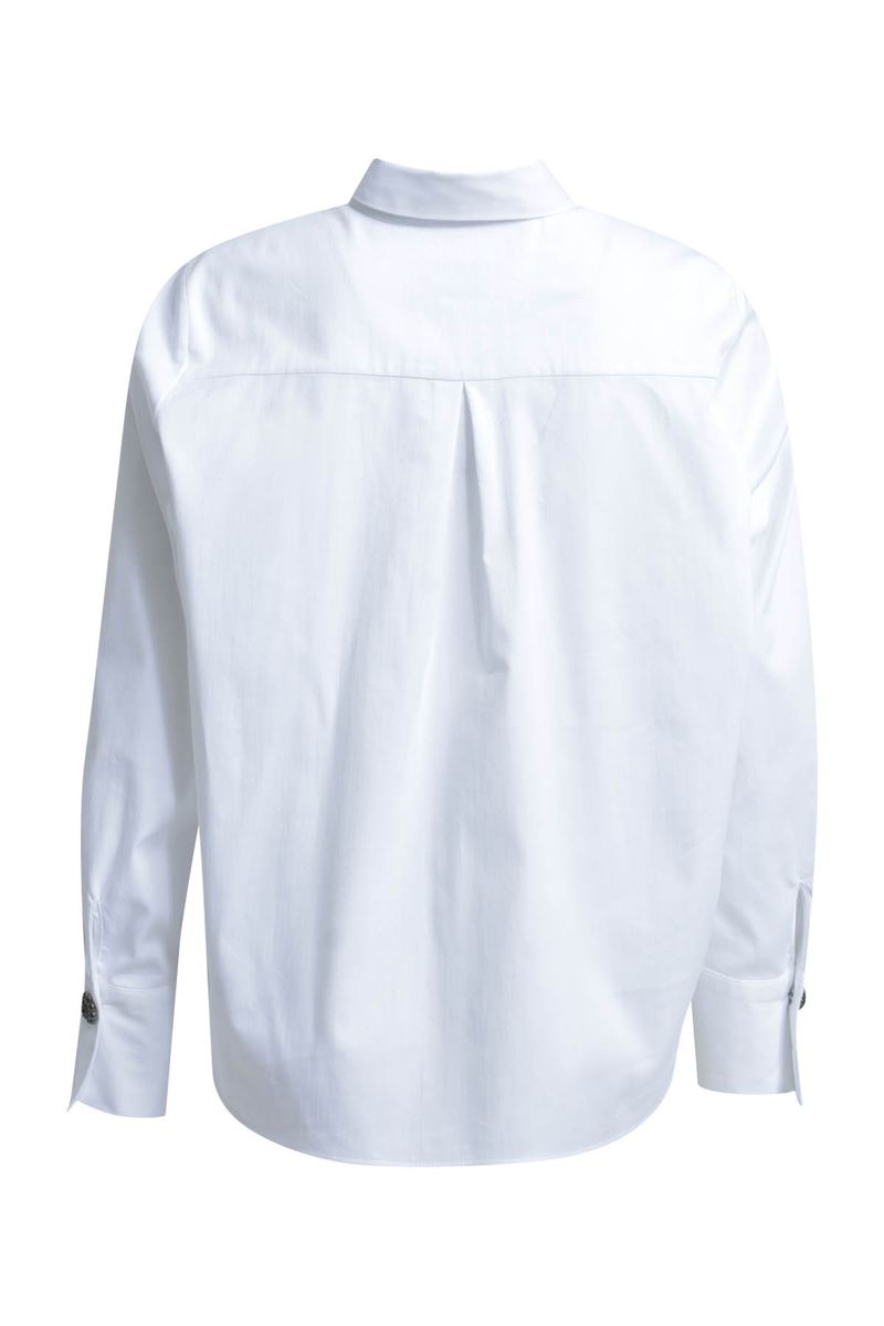 shirt blouse w/ small ruffle placket 1/1 sleeve